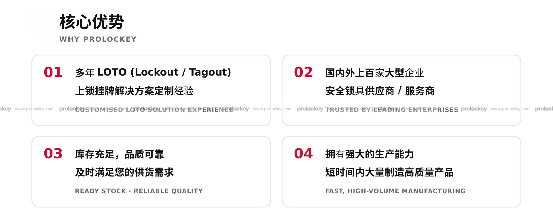 Prolockey 核心优势:LOTO 上锁挂牌方案定制经验、服务能力、库存与产能
